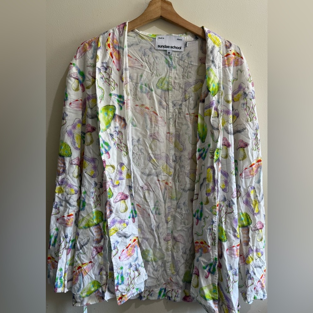 Sundae School Women's Floral Blouse - White and Green